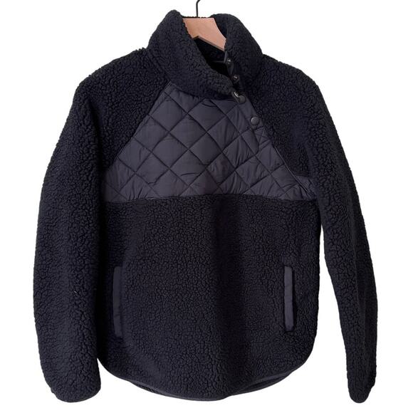 Abercrombie & Fitch Women's Black Asymmetrical Snap Button Fleece Size xs - Picture 1 of 6